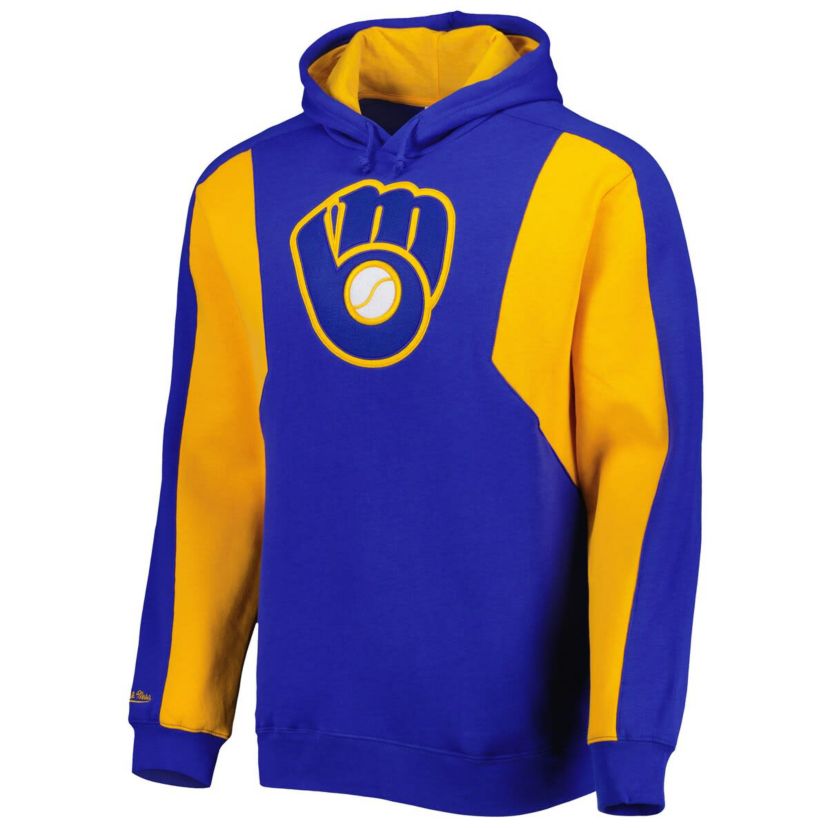 MLB Milwaukee Brewers Colorblocked Fleece Pullover Hoodie