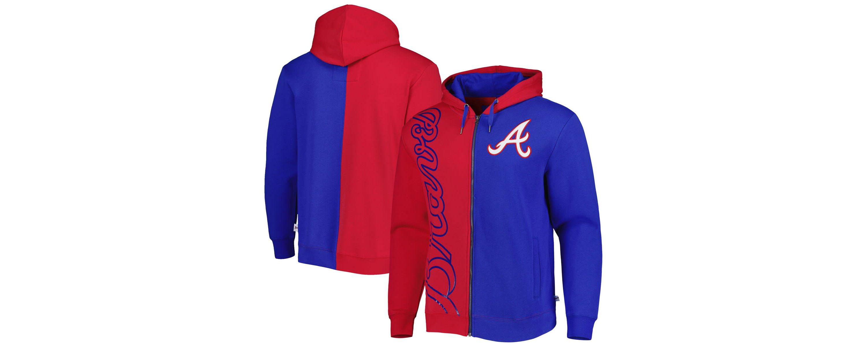 MLB Red/Royal Atlanta Braves Fleece Full-Zip Hoodie