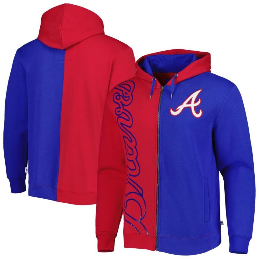 MLB Red/Royal Atlanta Braves Fleece Full-Zip Hoodie