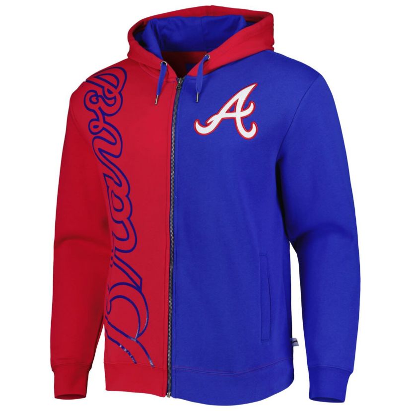 MLB Red/Royal Atlanta Braves Fleece Full-Zip Hoodie