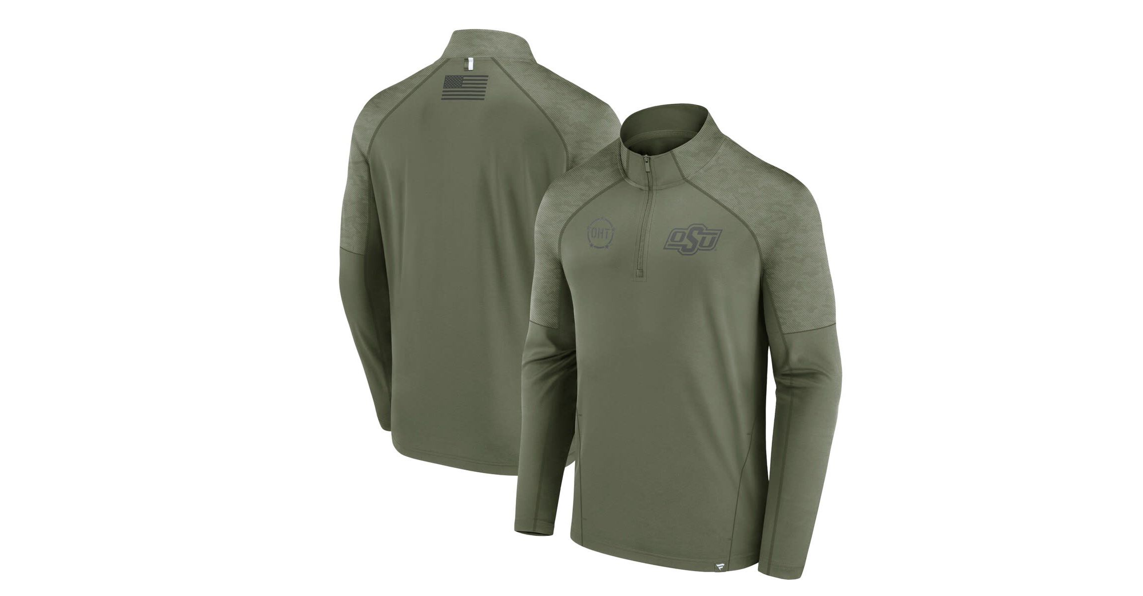 NCAA Fanatics Oklahoma State Cowboys OHT Military Appreciation Titan Raglan Quarter-Zip Jacket
