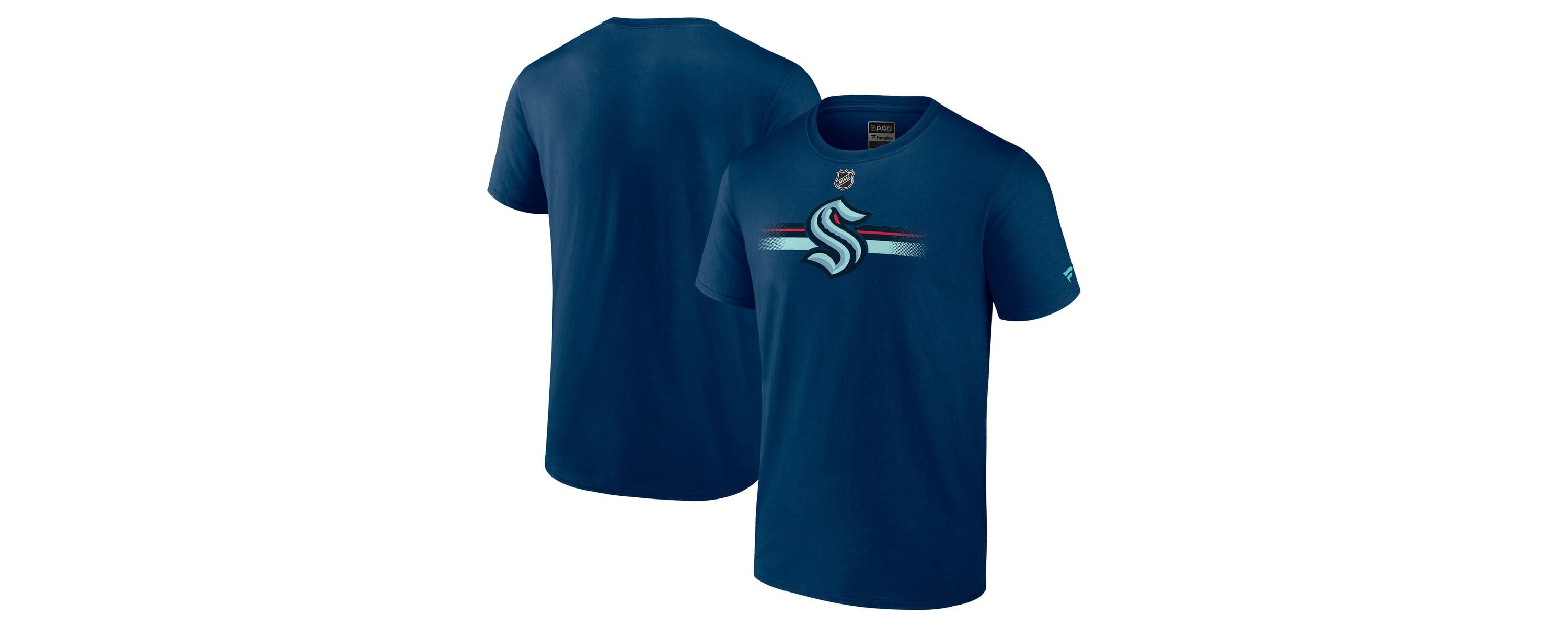 NHL Fanatics Deep Sea Seattle Kraken Authentic Pro Secondary Logo T-Shirt
