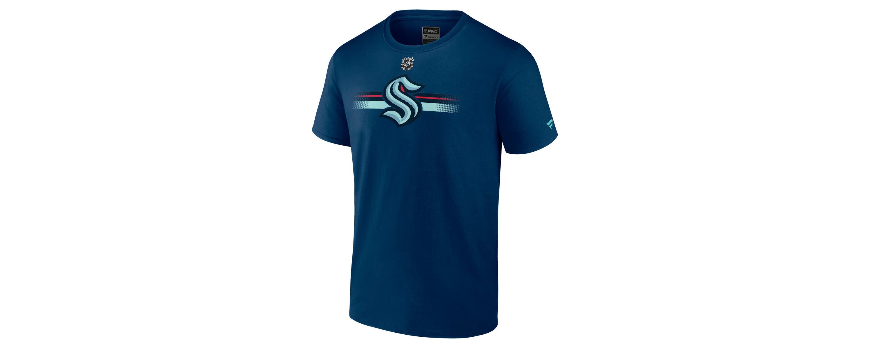 NHL Fanatics Deep Sea Seattle Kraken Authentic Pro Secondary Logo T-Shirt