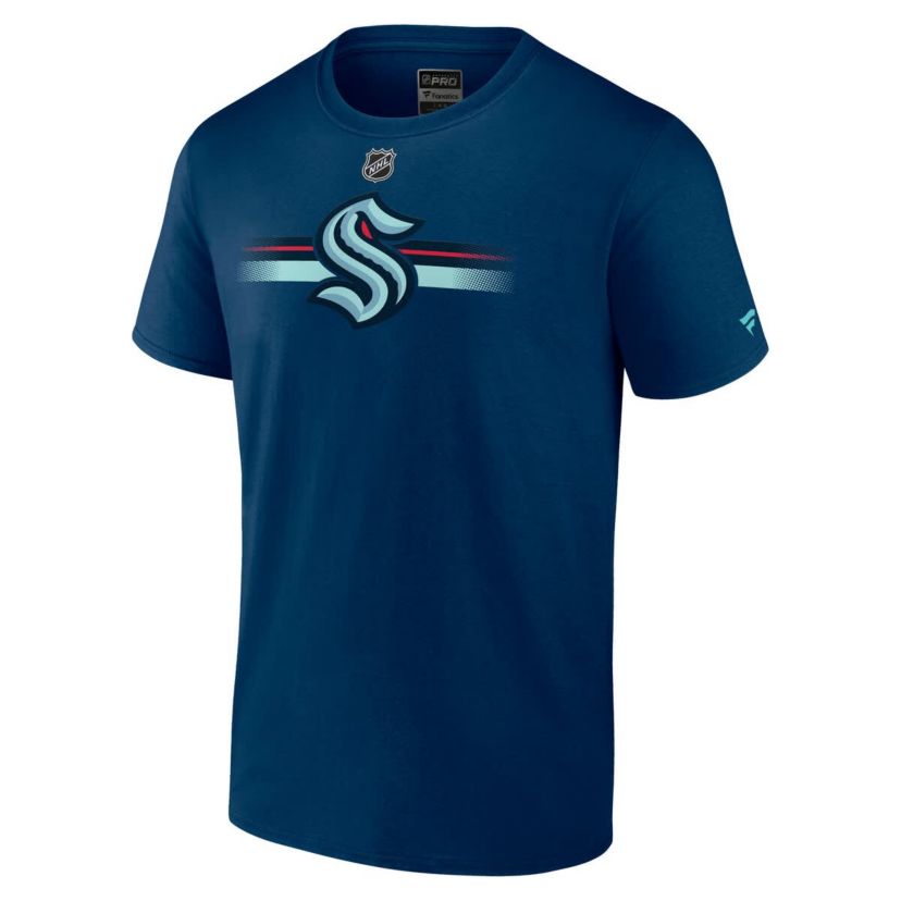 NHL Fanatics Deep Sea Seattle Kraken Authentic Pro Secondary Logo T-Shirt
