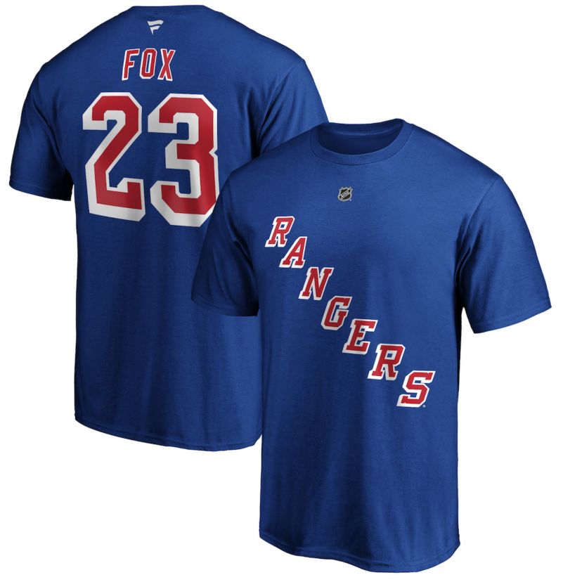 NHL Adam Fox New York Rangers Authentic Stack Name & Number T-Shirt