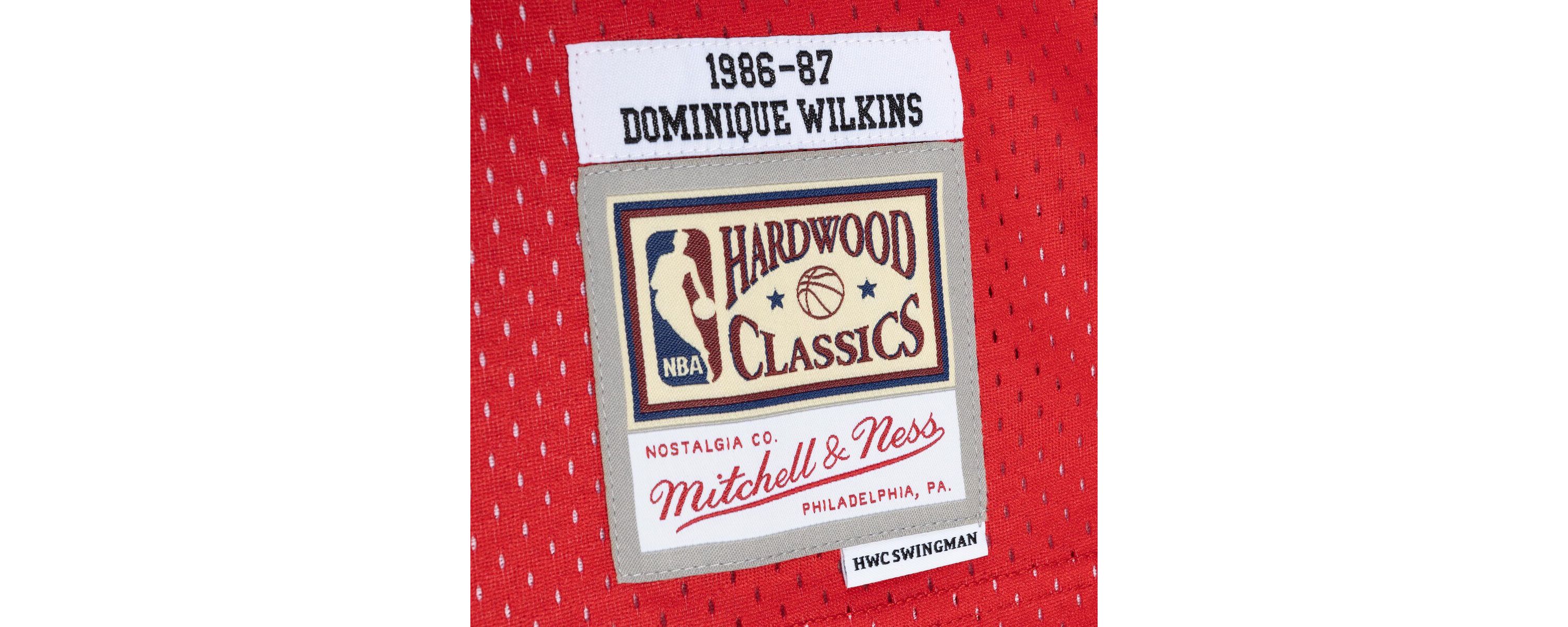 NBA Dominique Wilkins Yellow/Red Atlanta Hawks Hardwood Classics 1986/87 Split Swingman Jersey