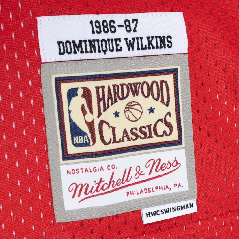 NBA Dominique Wilkins Yellow/Red Atlanta Hawks Hardwood Classics 1986/87 Split Swingman Jersey