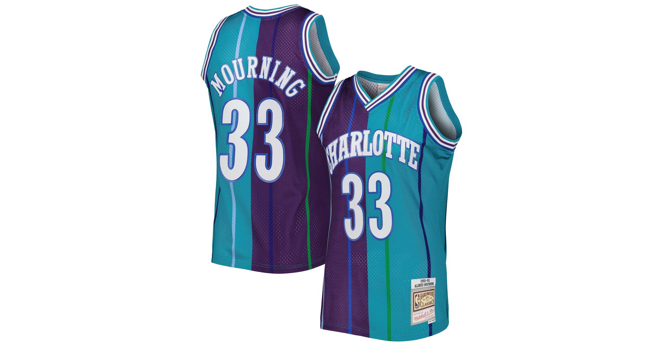 Mitchell & Ness NBA Alonzo Mourning Teal/Purple Charlotte Hornets