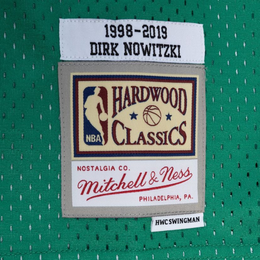 NBA Dirk Nowitzki Blue/Green Dallas Mavericks Hardwood Classics 1998/2019 Split Swingman Jersey