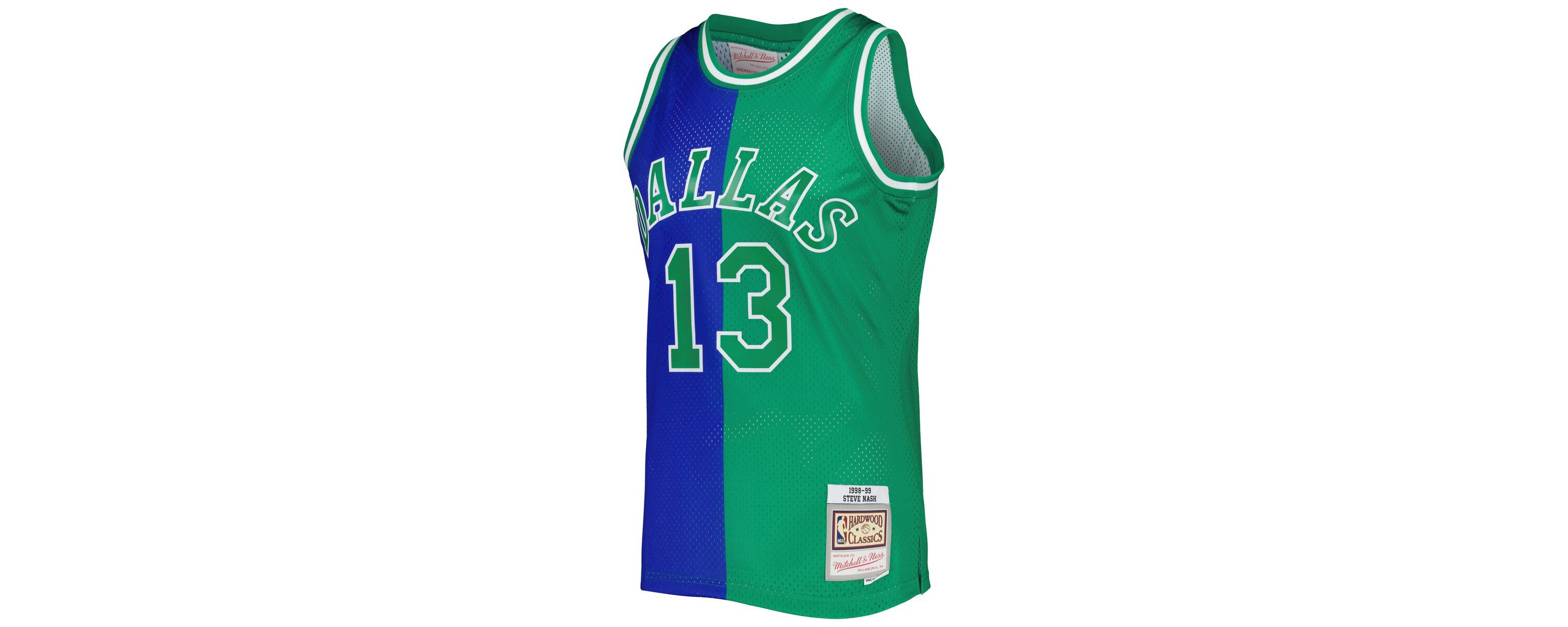NBA Steve Nash Blue/Green Dallas Mavericks Hardwood Classics 1998/99 Split Swingman Jersey