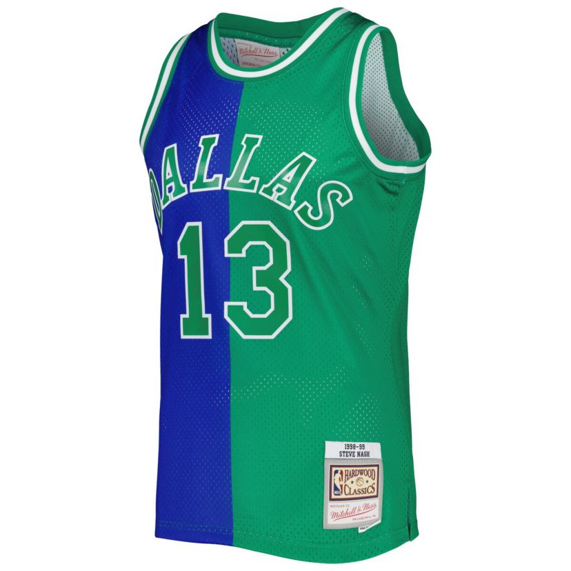 NBA Steve Nash Blue/Green Dallas Mavericks Hardwood Classics 1998/99 Split Swingman Jersey
