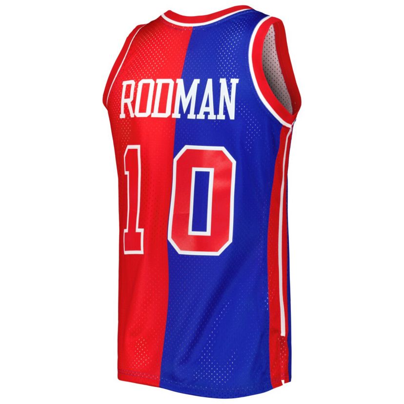 NBA Dennis Rodman Blue/Red Detroit Pistons Hardwood Classics 1988/89 Split Swingman Jersey