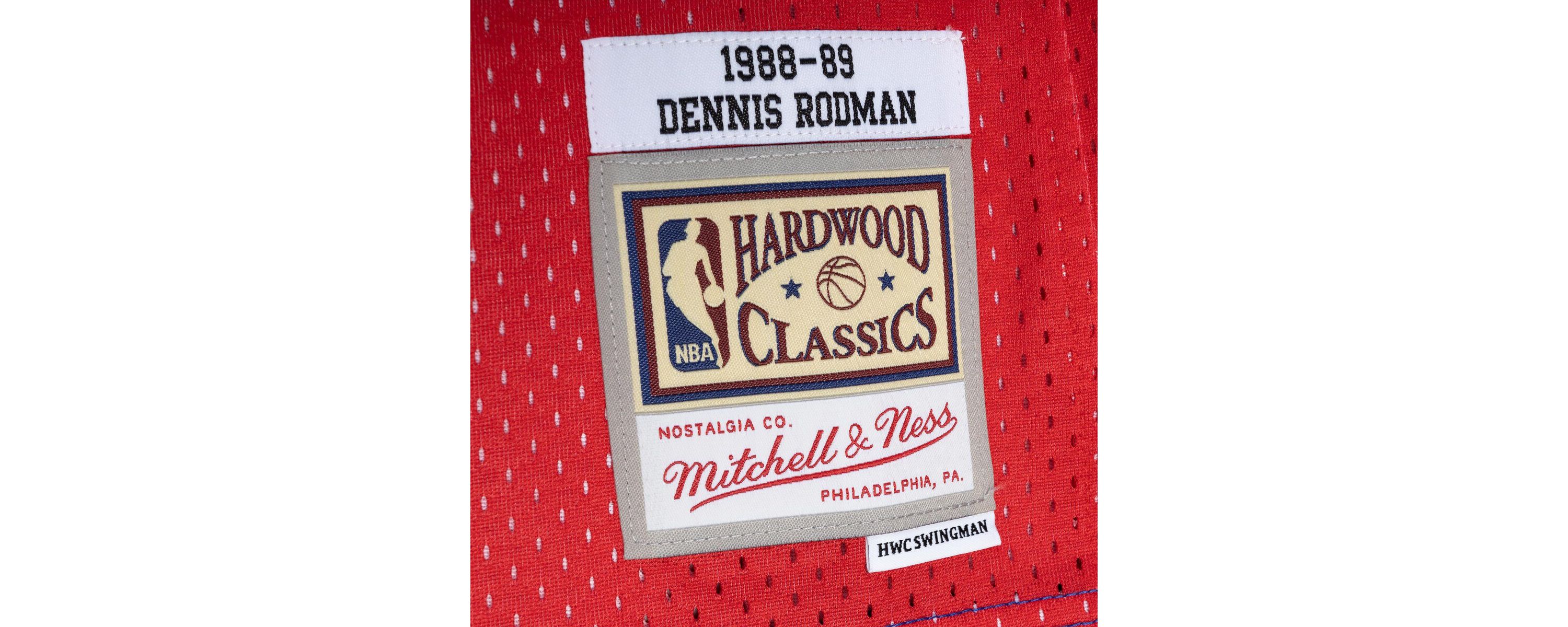 NBA Dennis Rodman Blue/Red Detroit Pistons Hardwood Classics 1988/89 Split Swingman Jersey