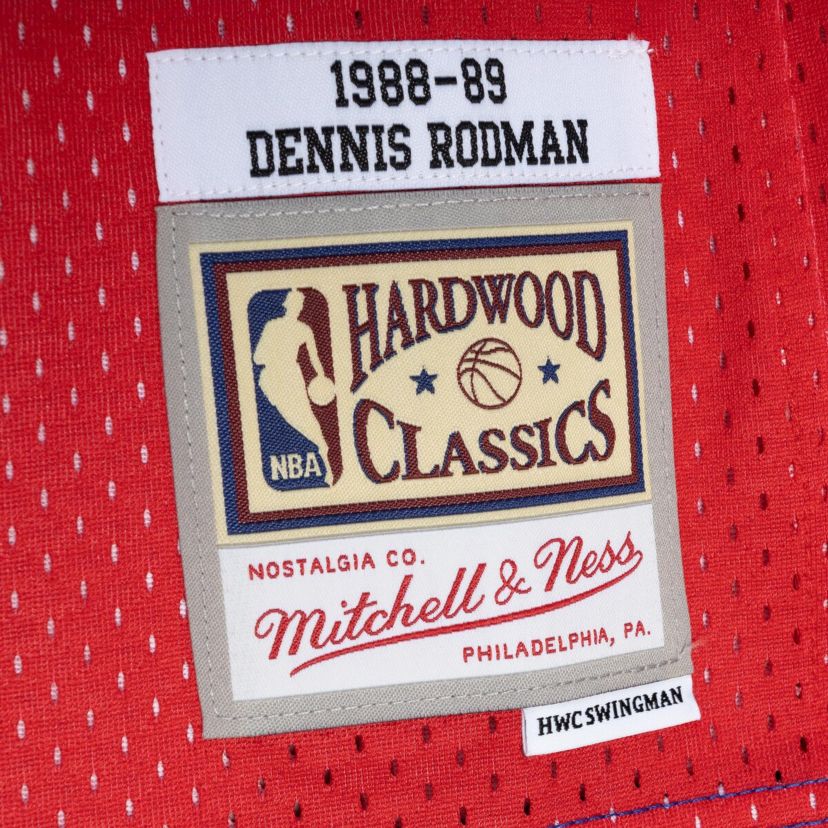 NBA Dennis Rodman Blue/Red Detroit Pistons Hardwood Classics 1988/89 Split Swingman Jersey