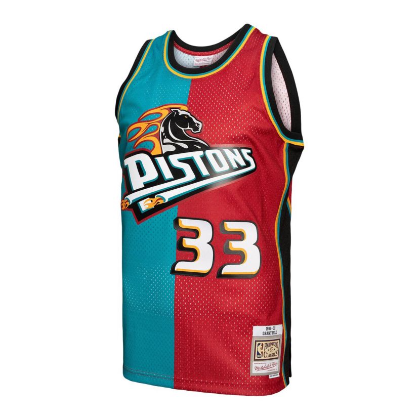 NBA Grant Hill Teal/Red Detroit Pistons Hardwood Classics 1999/00 Split Swingman Jersey