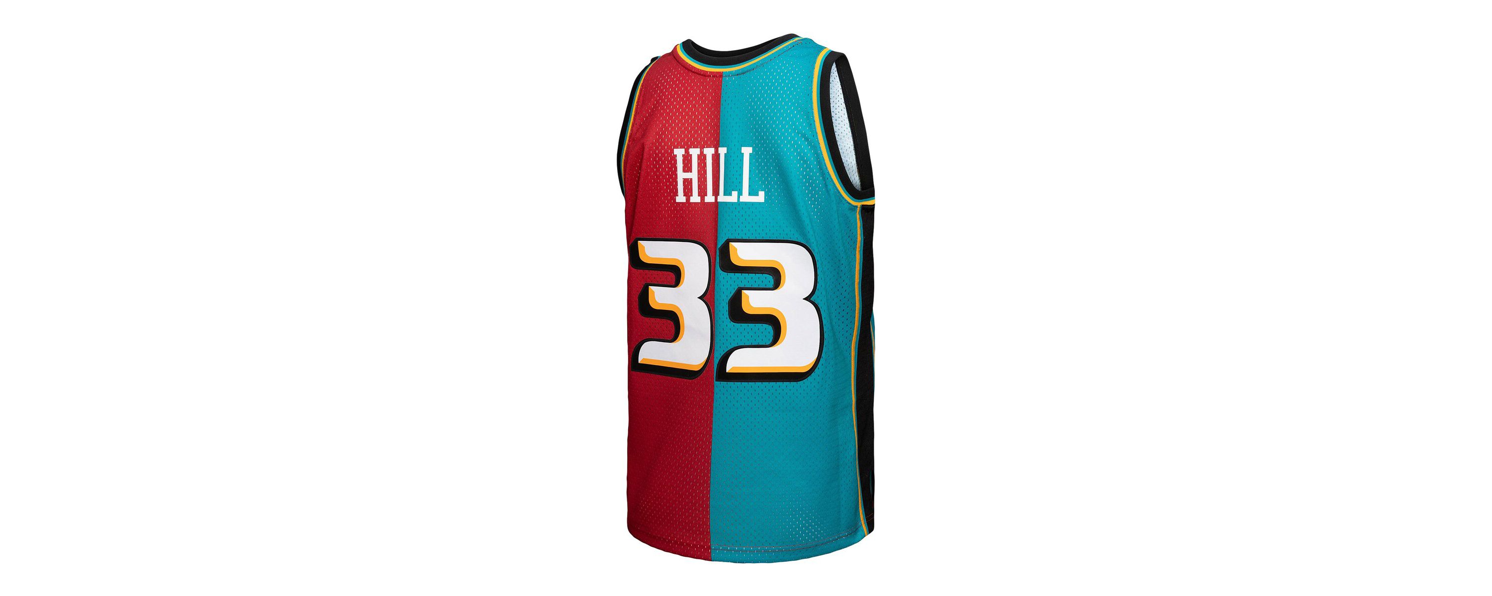 NBA Grant Hill Teal/Red Detroit Pistons Hardwood Classics 1999/00 Split Swingman Jersey
