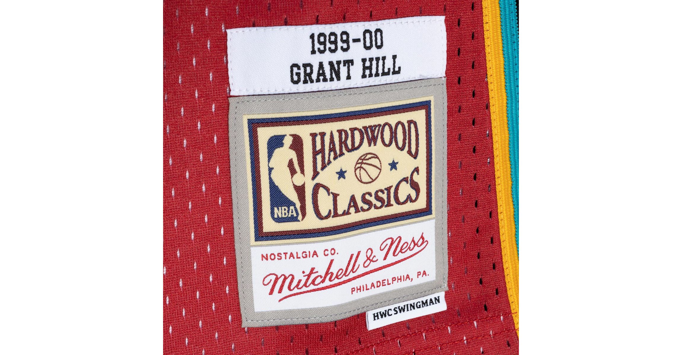 NBA Grant Hill Teal/Red Detroit Pistons Hardwood Classics 1999/00 Split Swingman Jersey