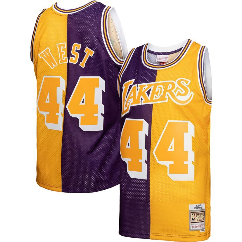 NBA Jerry West Los Angeles Lakers Hardwood Classics 1971/72 Split Swingman Jersey