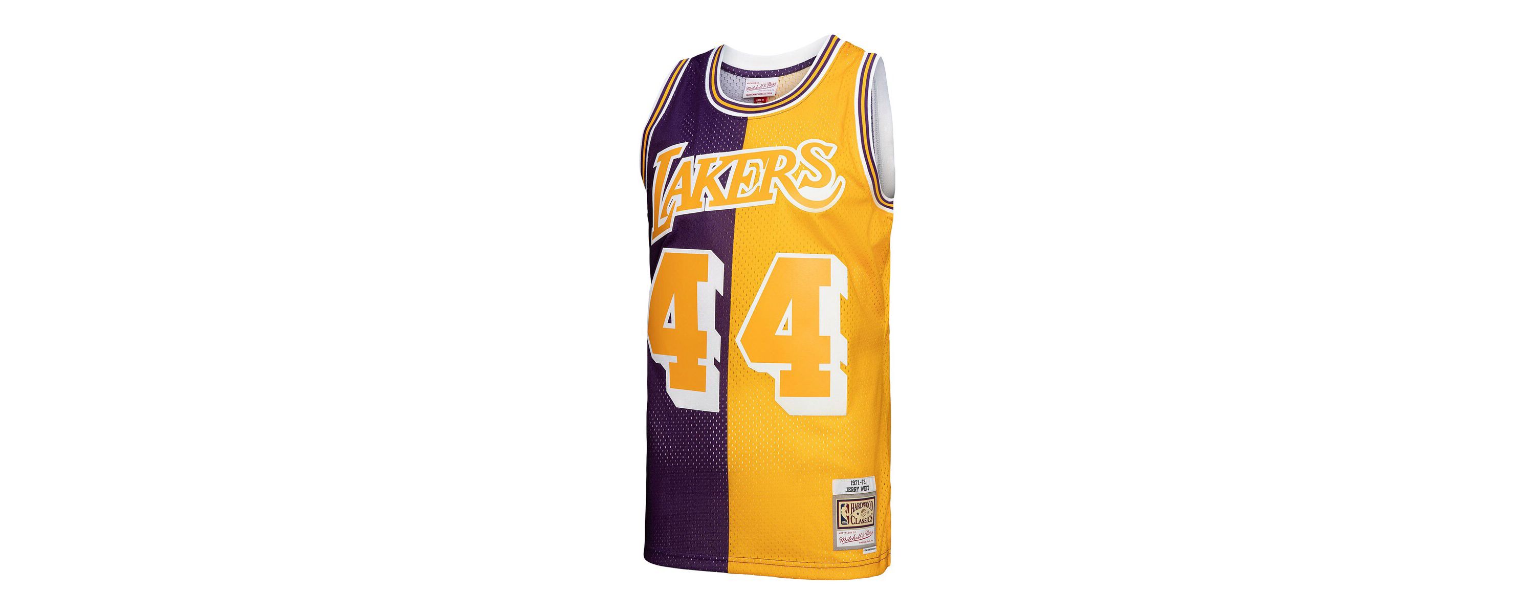 NBA Jerry West Los Angeles Lakers Hardwood Classics 1971/72 Split Swingman Jersey
