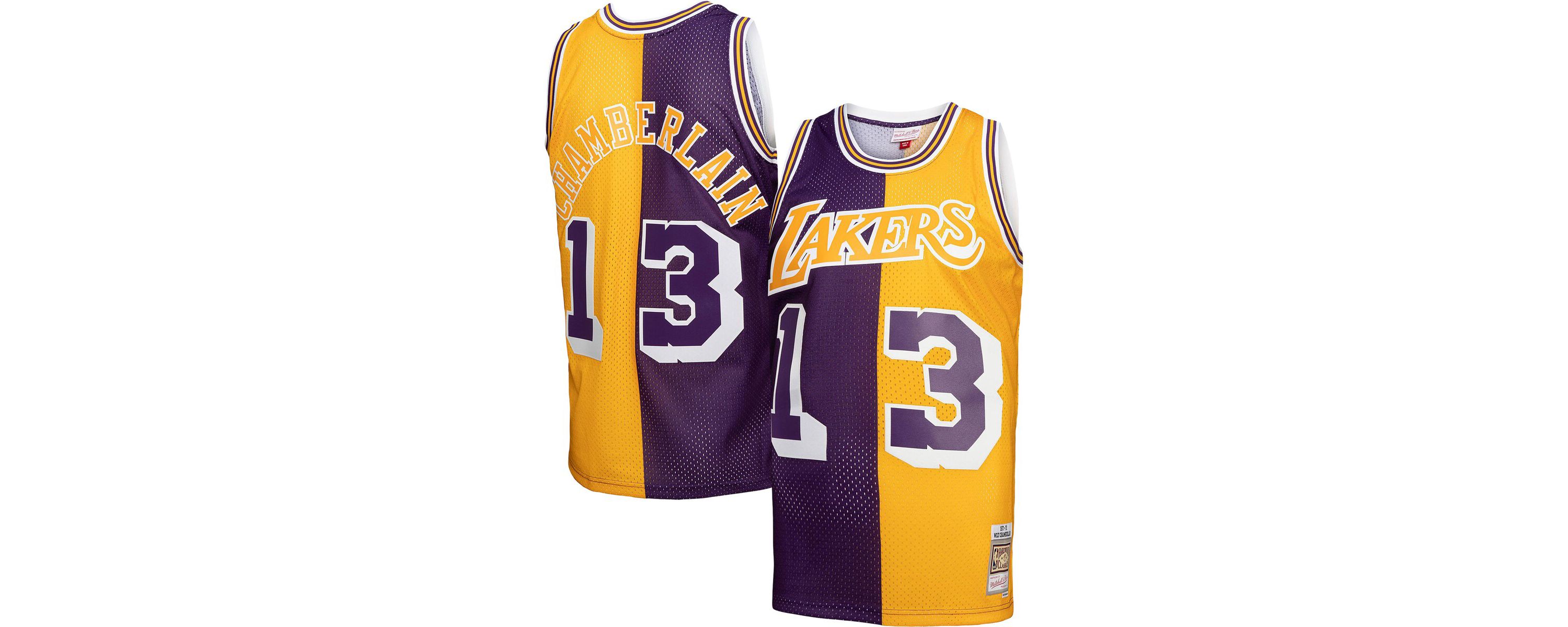 NBA Wilt Chamberlain Los Angeles Lakers Hardwood Classics 1971/72 Split Swingman Jersey