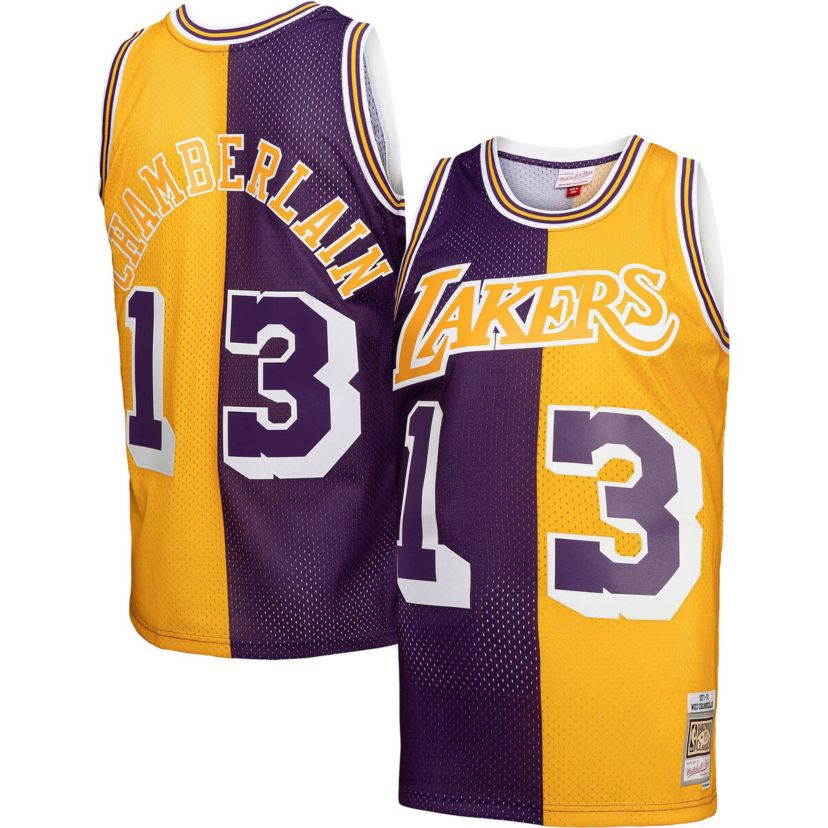 NBA Wilt Chamberlain Los Angeles Lakers Hardwood Classics 1971/72 Split Swingman Jersey