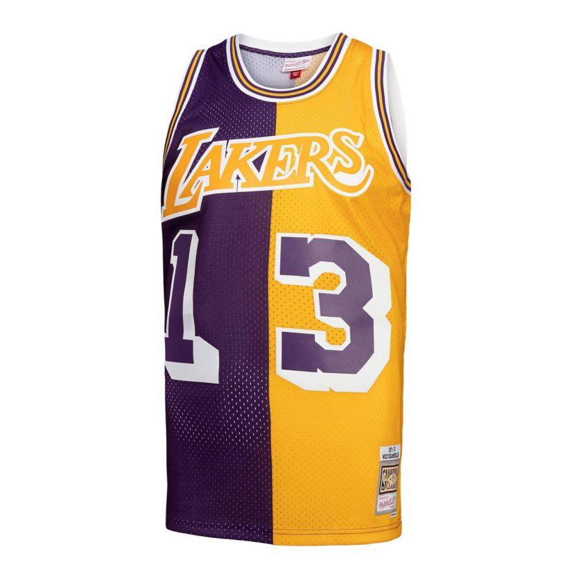 NBA Wilt Chamberlain Los Angeles Lakers Hardwood Classics 1971/72 Split Swingman Jersey