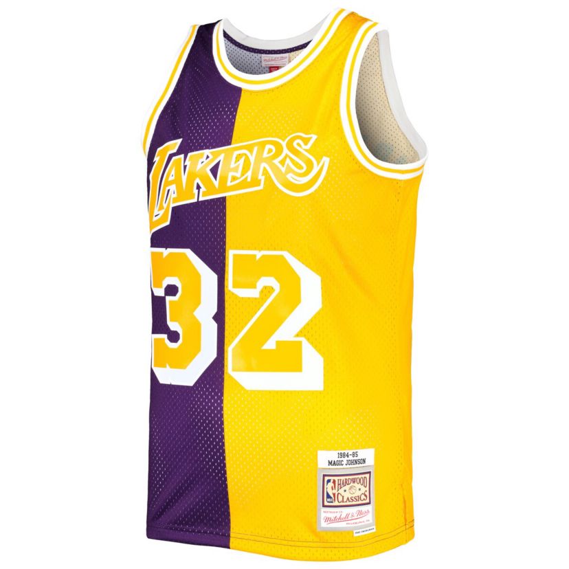 NBA Magic Johnson Los Angeles Lakers Hardwood Classics 1984/85 Split Swingman Jersey