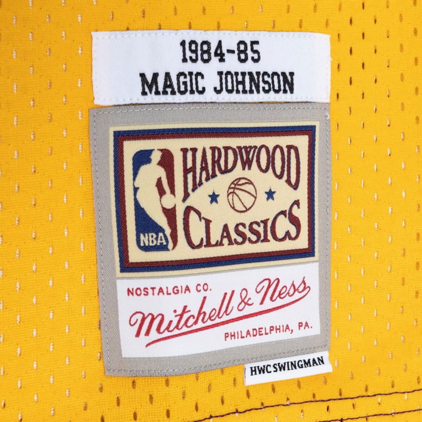 NBA Magic Johnson Los Angeles Lakers Hardwood Classics 1984/85 Split Swingman Jersey