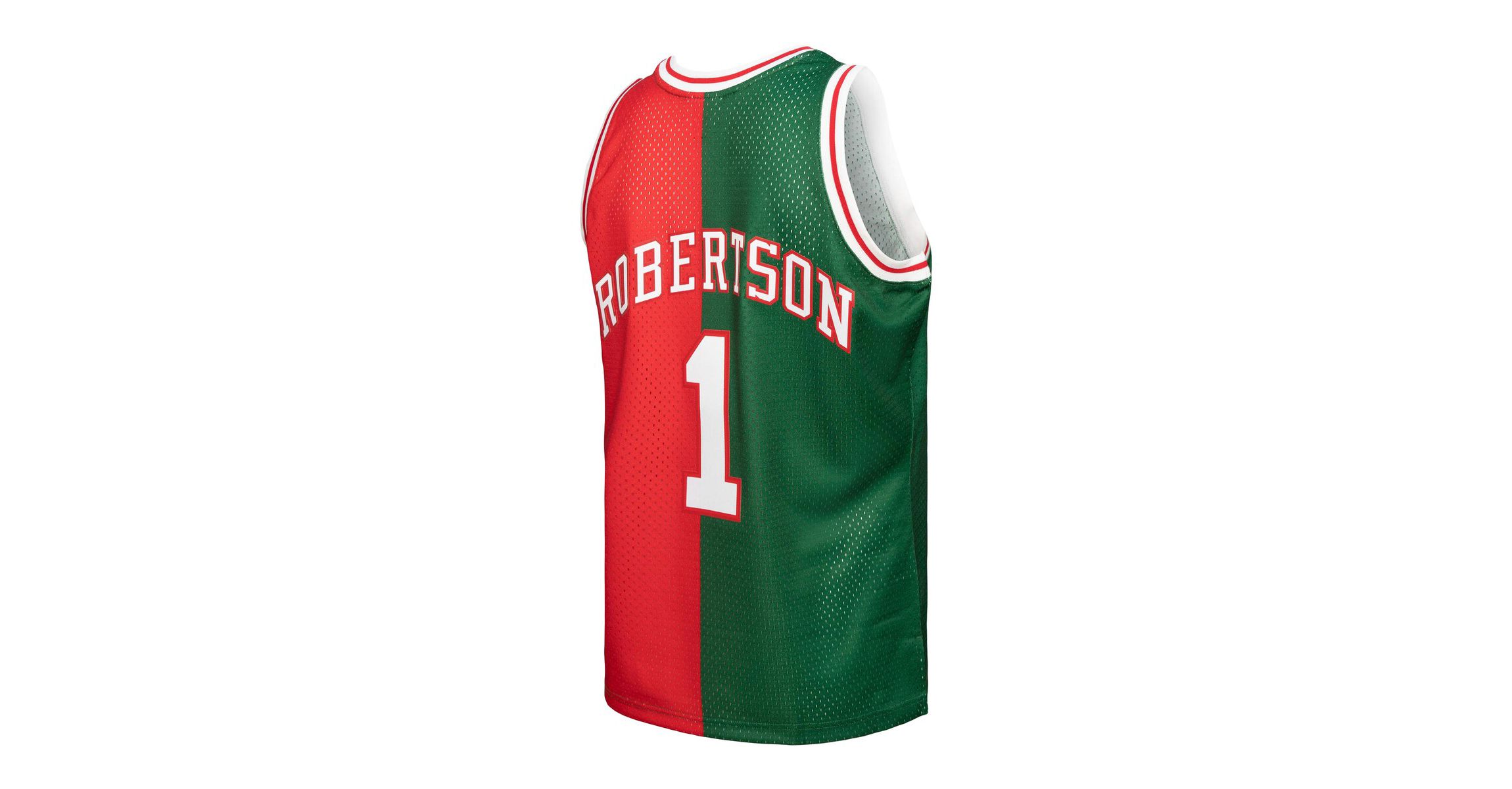 NBA Oscar Robertson Green/Red Milwaukee Bucks Hardwood Classics 1971/72 Split Swingman Jersey