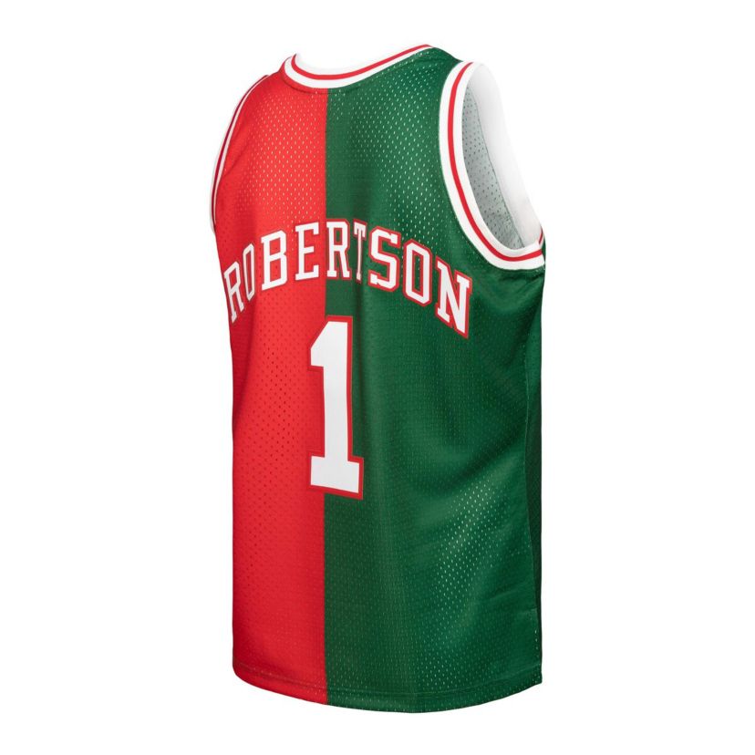 NBA Oscar Robertson Green/Red Milwaukee Bucks Hardwood Classics 1971/72 Split Swingman Jersey