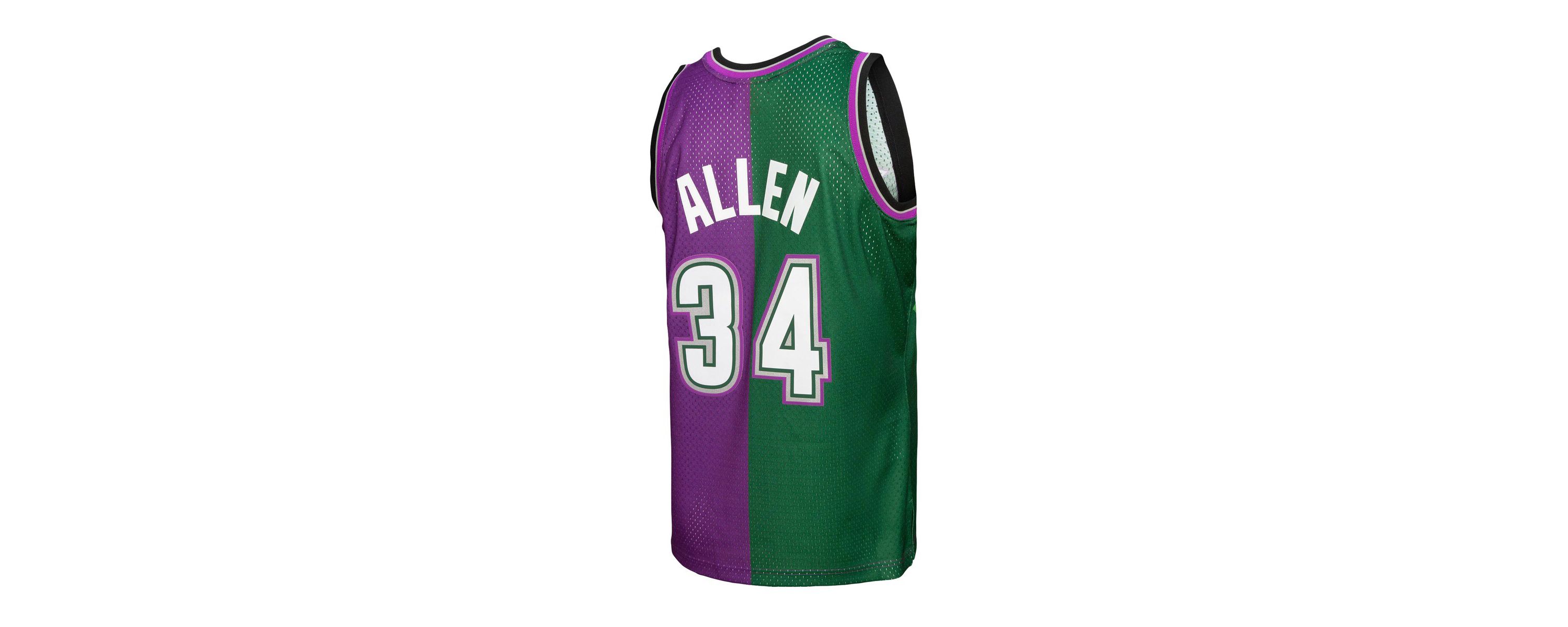 NBA Ray Allen Green/Purple Milwaukee Bucks Hardwood Classics 1996/97 Split Swingman Jersey