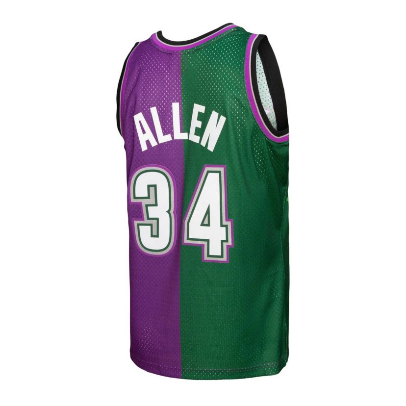 NBA Ray Allen Green/Purple Milwaukee Bucks Hardwood Classics 1996/97 Split Swingman Jersey