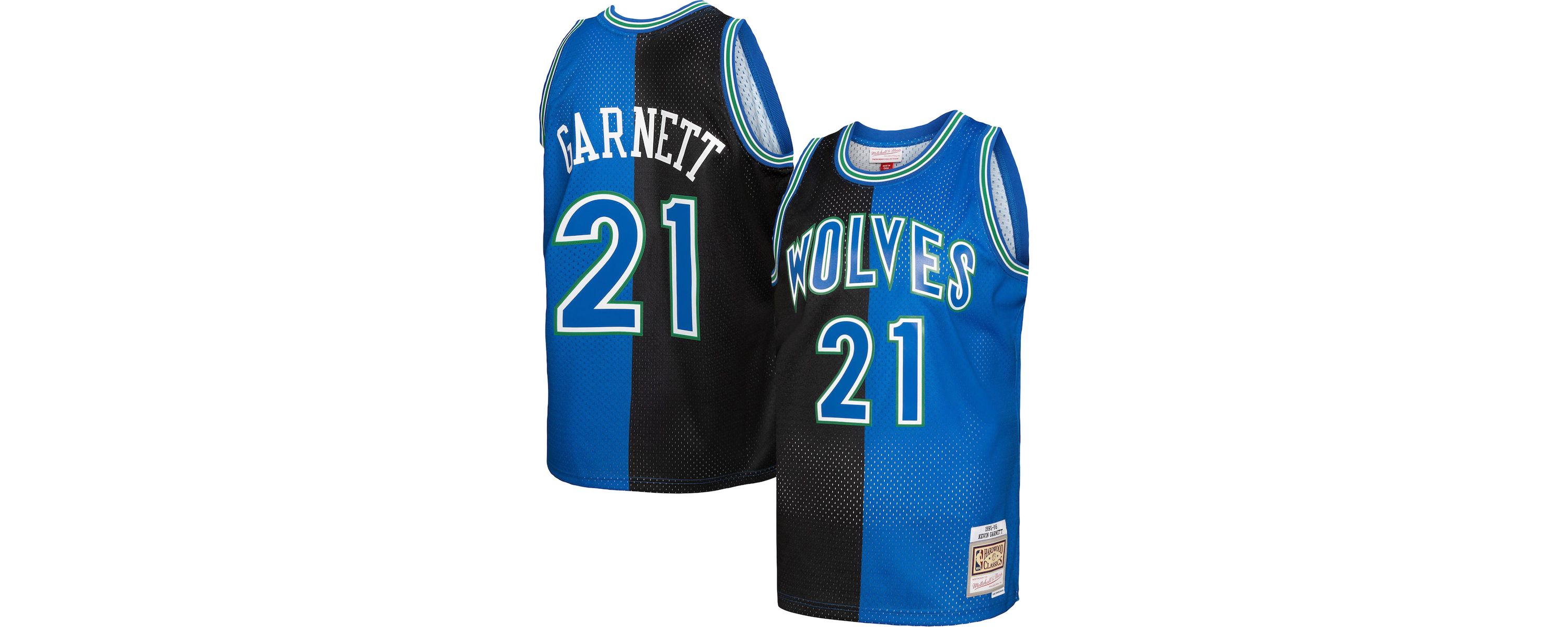 NBA Kevin Garnett Black/Blue Minnesota Timberwolves Hardwood Classics 1995/96 Split Swingman Jersey