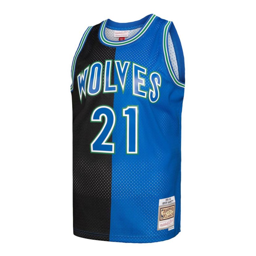 NBA Kevin Garnett Black/Blue Minnesota Timberwolves Hardwood Classics 1995/96 Split Swingman Jersey