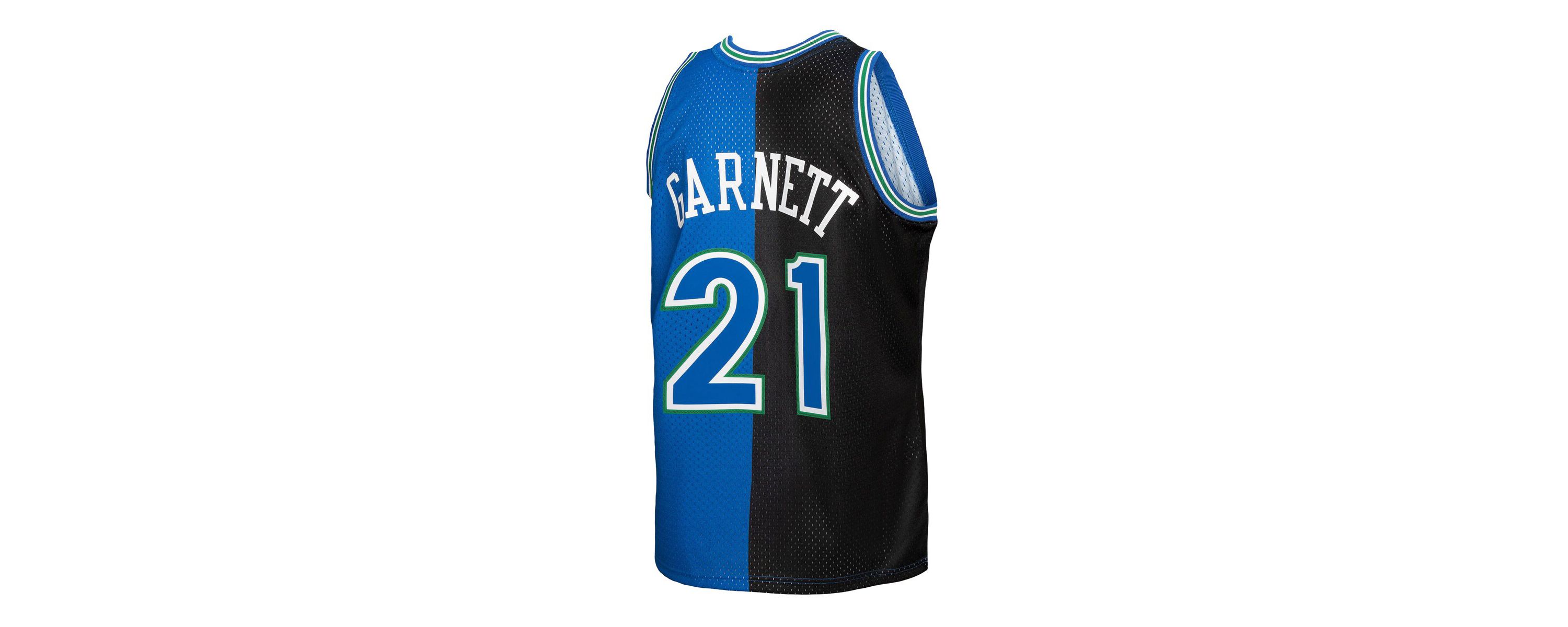 NBA Kevin Garnett Black/Blue Minnesota Timberwolves Hardwood Classics 1995/96 Split Swingman Jersey