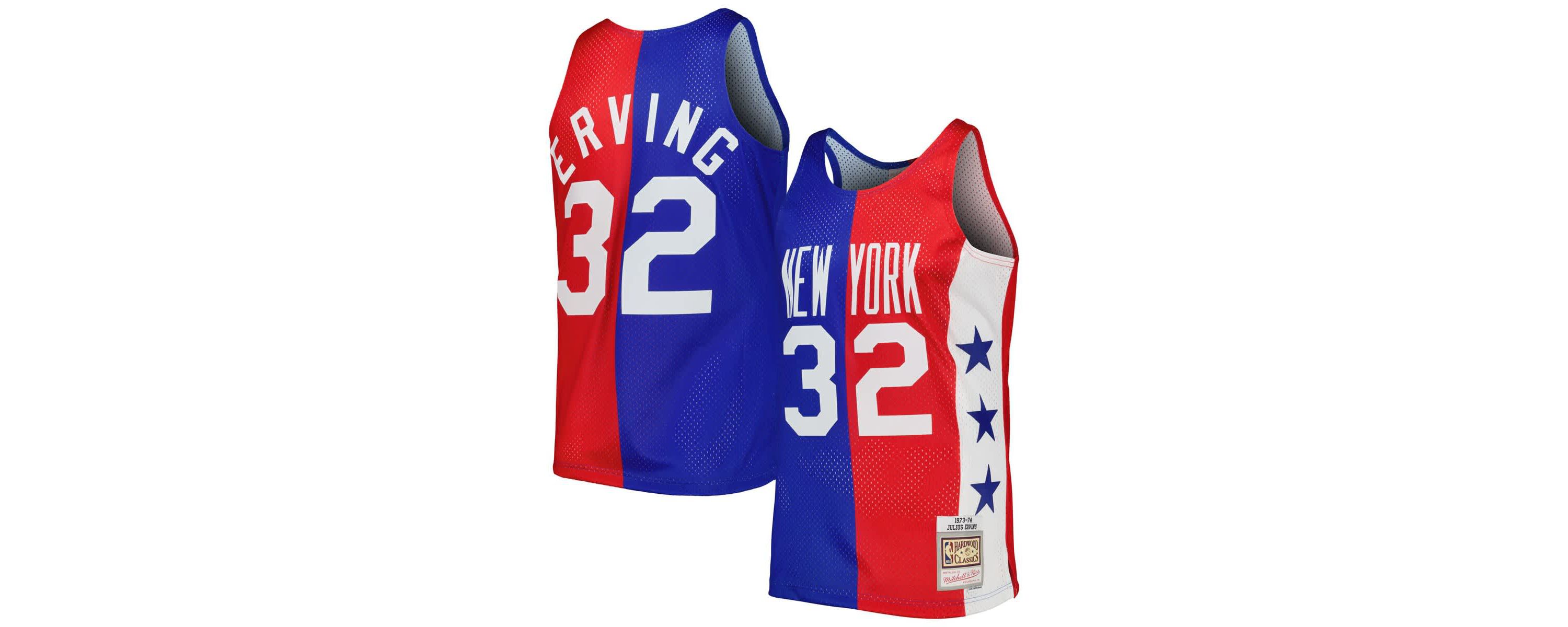 Hardwood Classic Teams Julius Erving Blue/Red Hardwood Classics 1973/74 Split Swingman Jersey