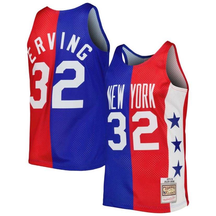 Hardwood Classic Teams Julius Erving Blue/Red Hardwood Classics 1973/74 Split Swingman Jersey