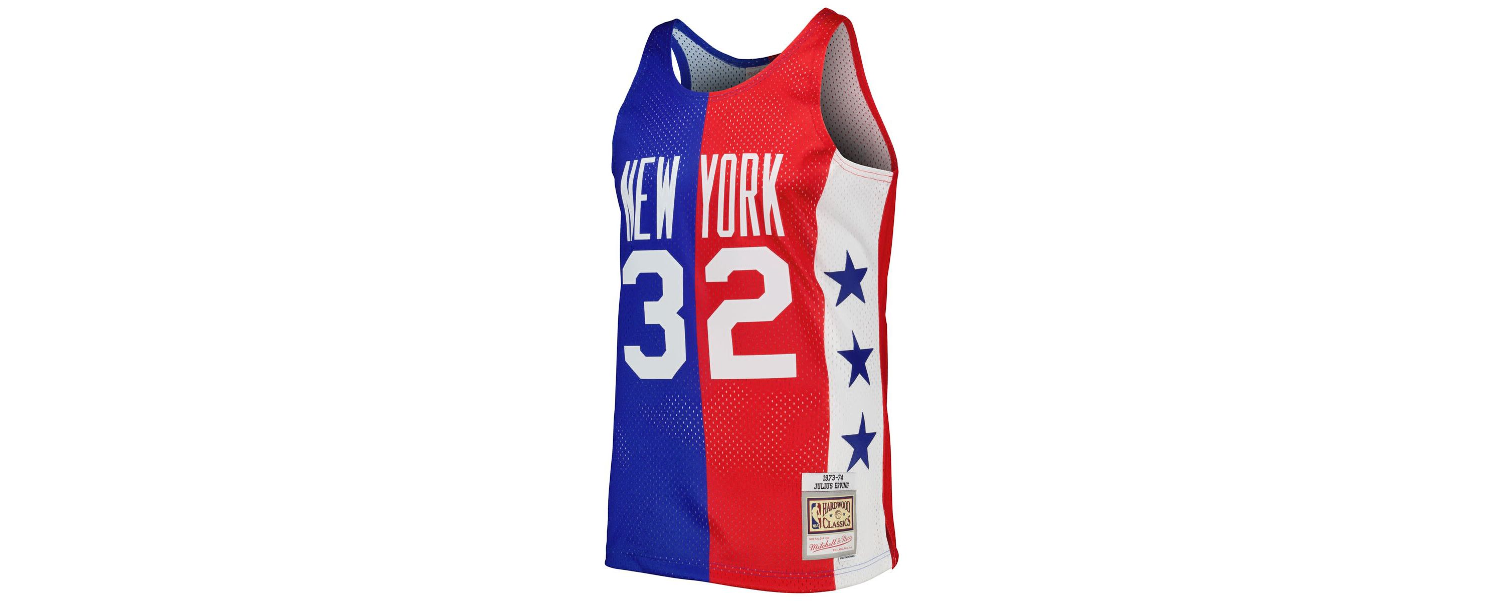 Hardwood Classic Teams Julius Erving Blue/Red Hardwood Classics 1973/74 Split Swingman Jersey