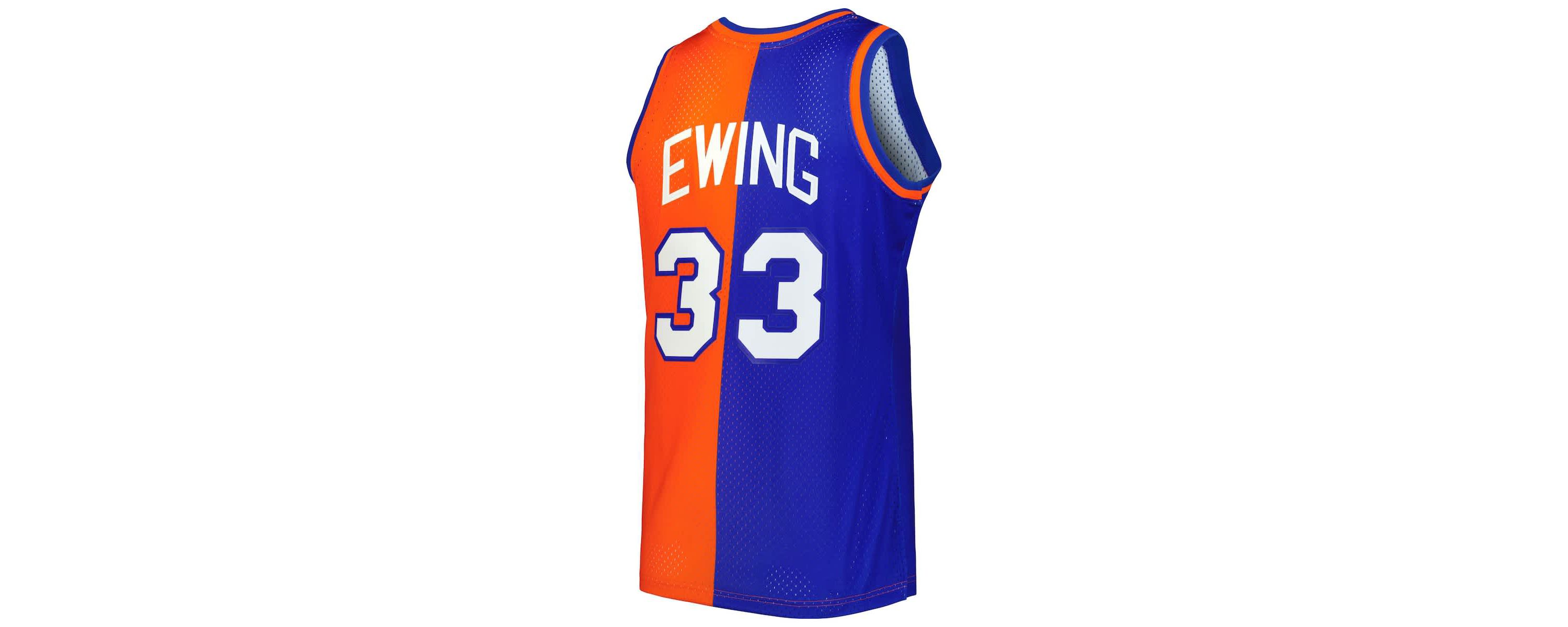 NBA Patrick Ewing Blue/Orange New York Knicks Hardwood Classics 1991/92 Split Swingman Jersey