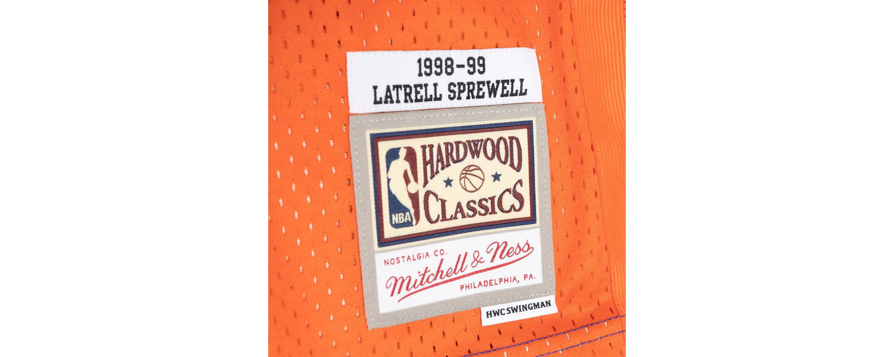 NBA Latrell Sprewell Blue/Orange New York Knicks Hardwood Classics 1998/99 Split Swingman Jersey