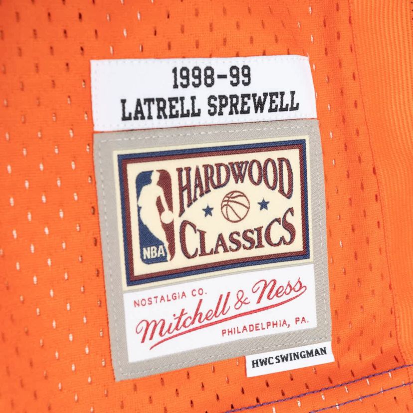 NBA Latrell Sprewell Blue/Orange New York Knicks Hardwood Classics 1998/99 Split Swingman Jersey