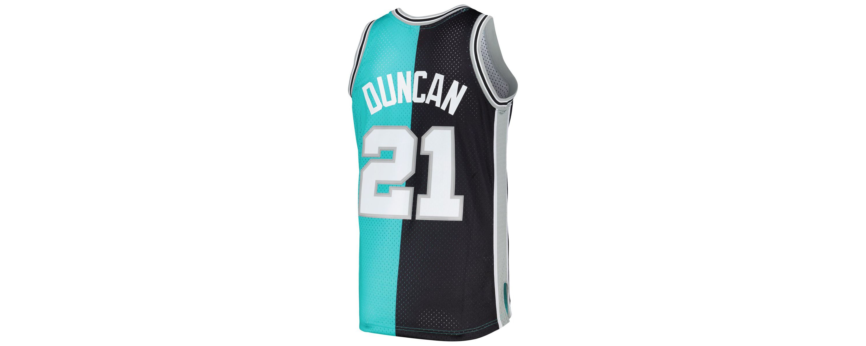 NBA Tim Duncan Black/Teal San Antonio Spurs Hardwood Classics 1998/99 Split Swingman Jersey