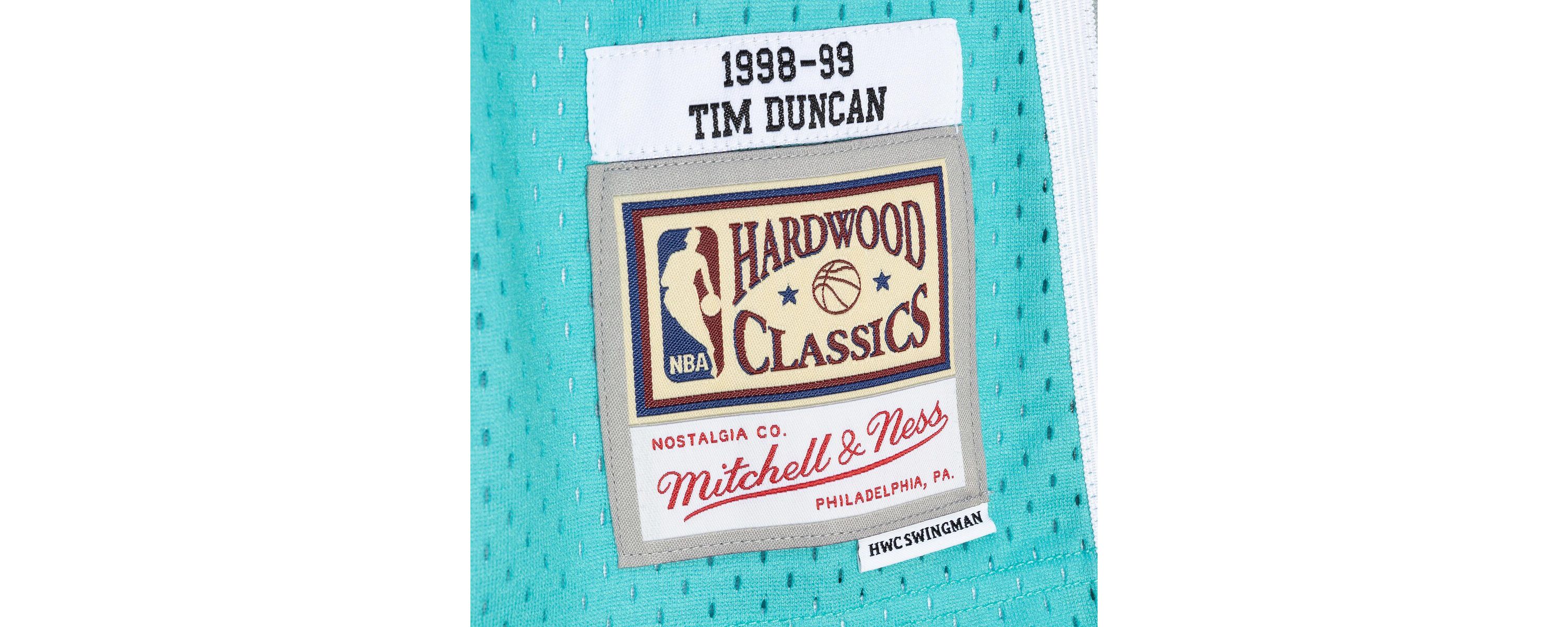 NBA Tim Duncan Black/Teal San Antonio Spurs Hardwood Classics 1998/99 Split Swingman Jersey