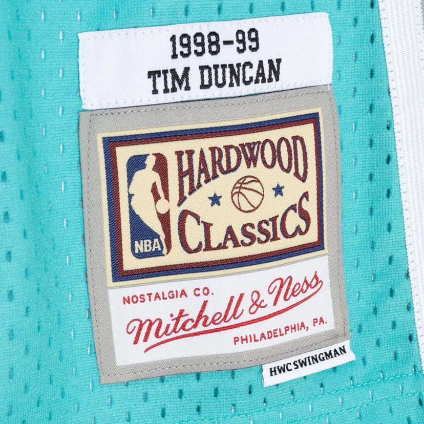 NBA Tim Duncan Black/Teal San Antonio Spurs Hardwood Classics 1998/99 Split Swingman Jersey