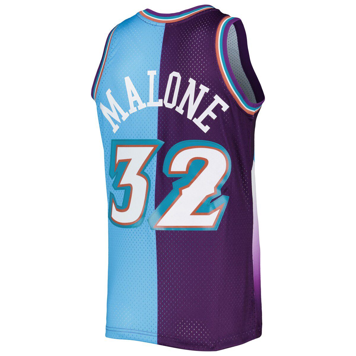 NBA Karl Malone Purple/Turquoise Utah Jazz Hardwood Classics 1996/97 Split Swingman Jersey
