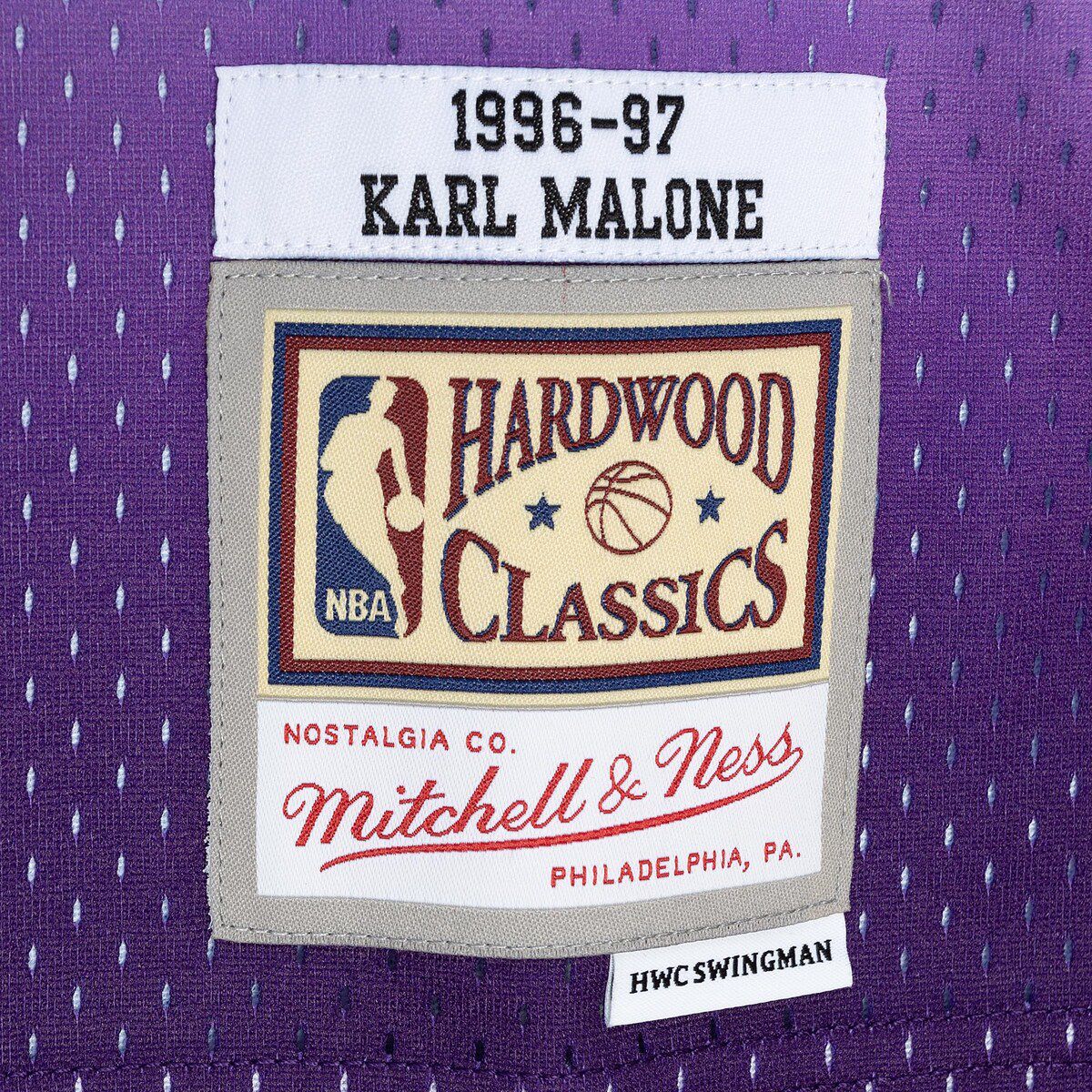 NBA Karl Malone Purple/Turquoise Utah Jazz Hardwood Classics 1996/97 Split Swingman Jersey