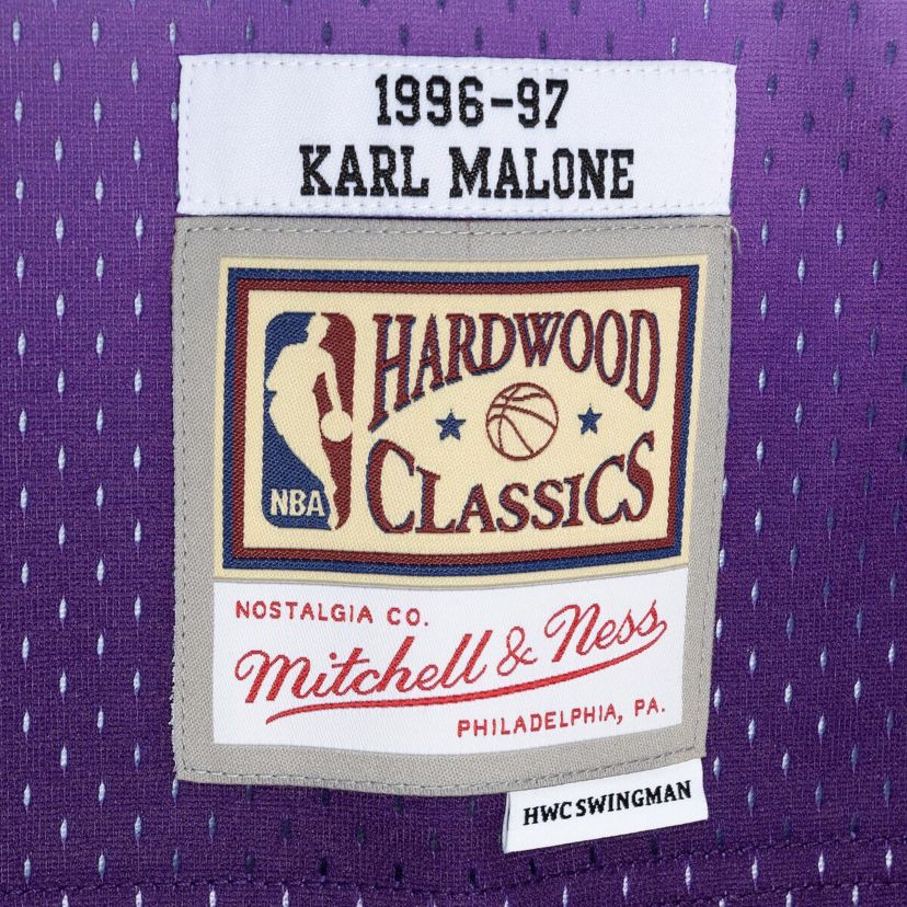 NBA Karl Malone Purple/Turquoise Utah Jazz Hardwood Classics 1996/97 Split Swingman Jersey