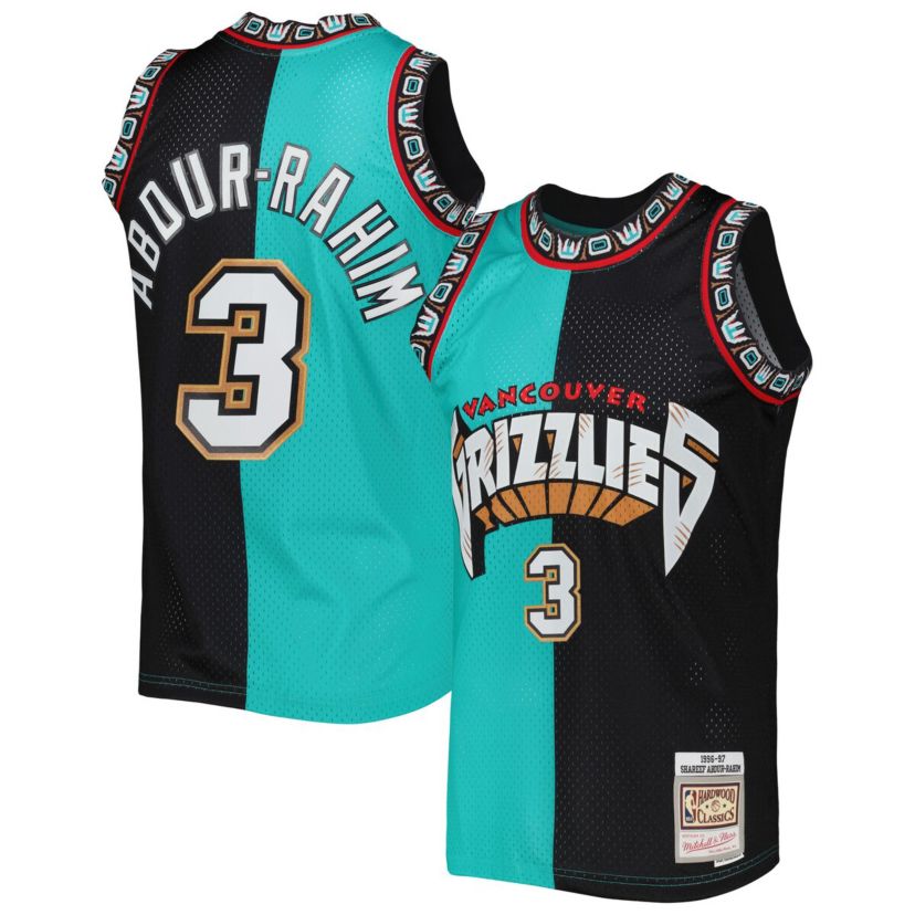 Hardwood Classic Teams Shareef Abdur-Rahim Turquoise/Black Vancouver Grizzlies Hardwood Classics 1996/97 Split Swingman Jersey