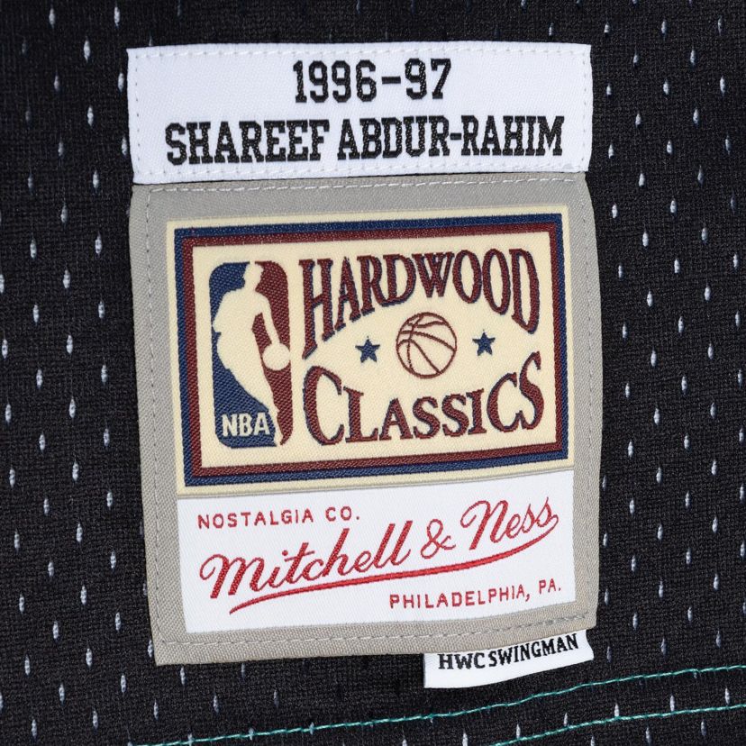 Hardwood Classic Teams Shareef Abdur-Rahim Turquoise/Black Vancouver Grizzlies Hardwood Classics 1996/97 Split Swingman Jersey