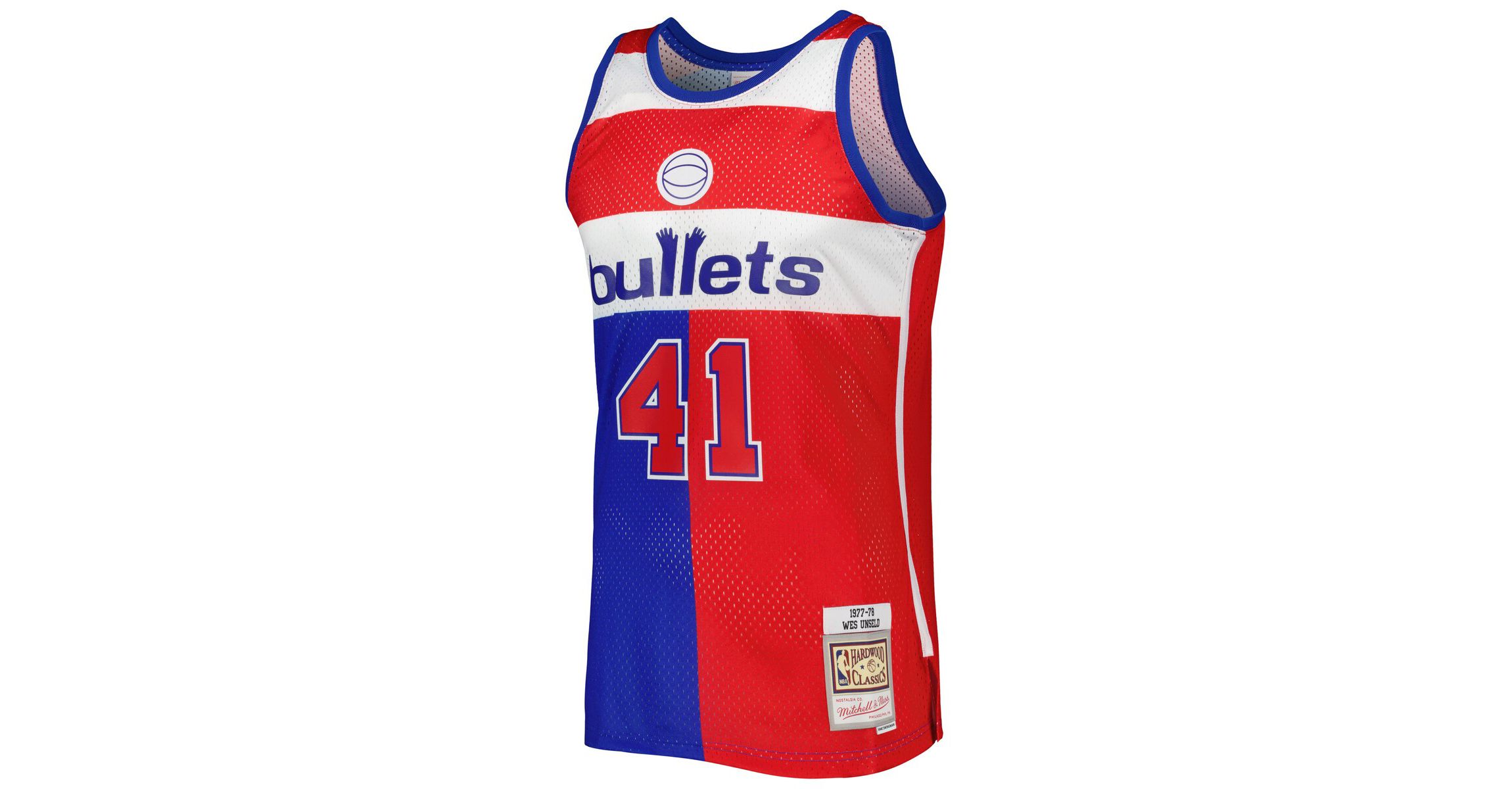 Hardwood Classic Teams Wes Unseld Blue/Red Washington Bullets Hardwood Classics 1977/78 Split Swingman Jersey